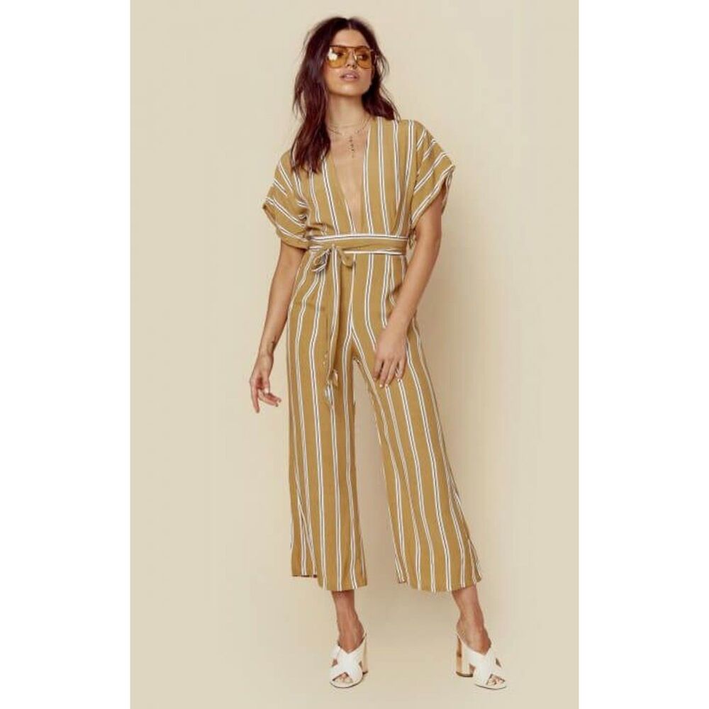 faithfull the brand cedric striped jumpsuit size 4